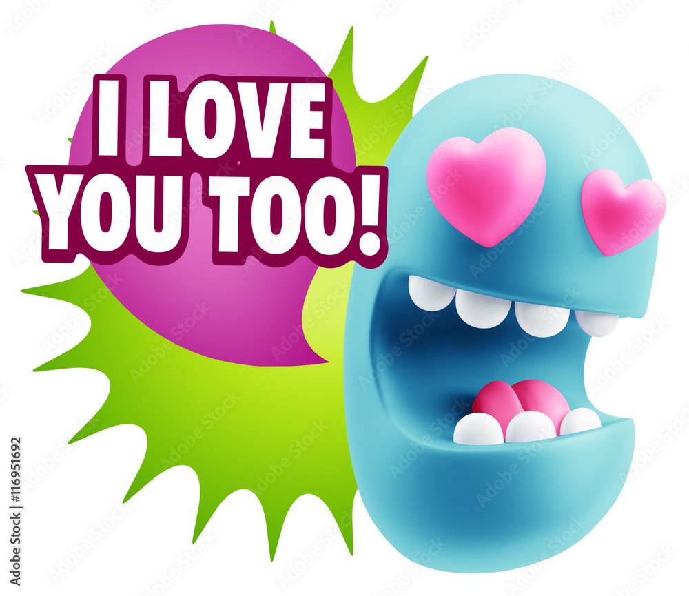 3d Rendering. Emoji in love with heart eyes saying I Love You To 3d Rendering. Emoji in love with heart eyes saying I Love You To
