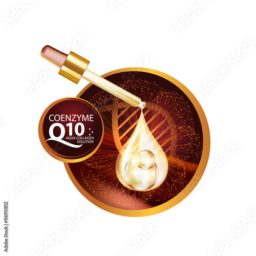 coenzyme q10 Serum and Background Concept Skin Care Cosmetic.