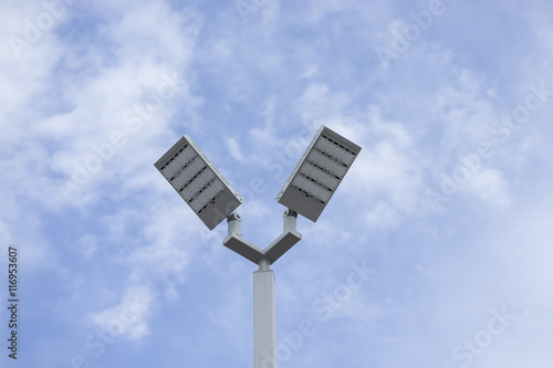 LED Lamp post on blue sky and cloud