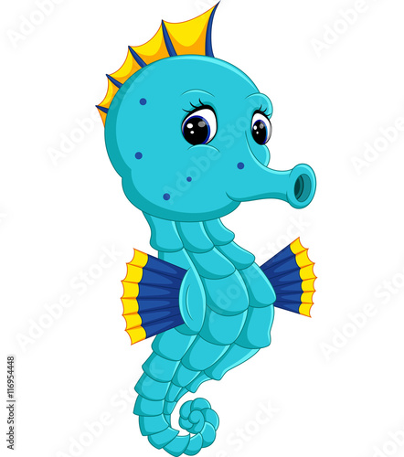 Cartoon watercolor Seahorse