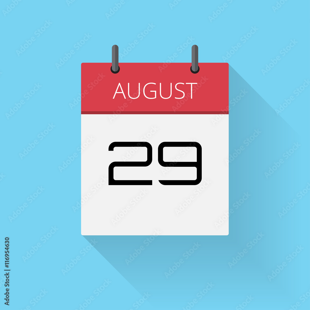 August 29, Daily calendar icon, Date and time, day, month, Holiday, Flat  designed Vector Illustration Stock Vector | Adobe Stock
