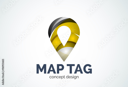 Free Download Abstract business company map tag or locator logo template, navigation pointer concept - GFXLoad