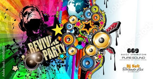 Club Disco Flyer template with Music Elements
