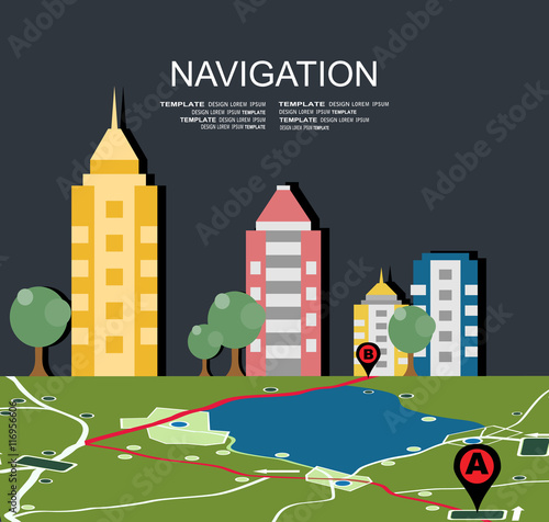 GPS navigator vector. Modern flat design vector illustration.