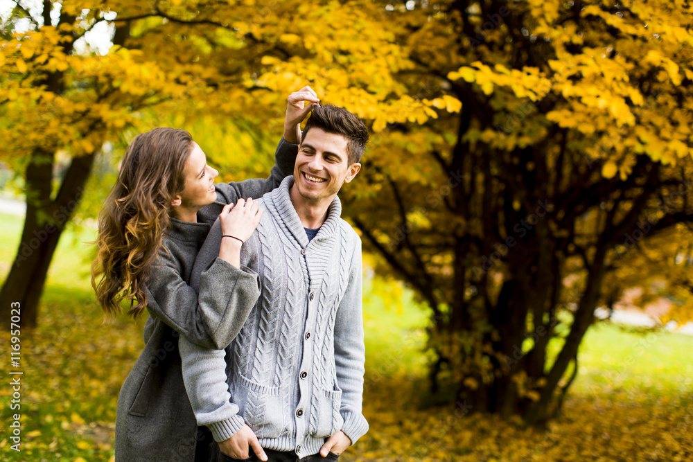 Couple in autumn park Couple in autumn park