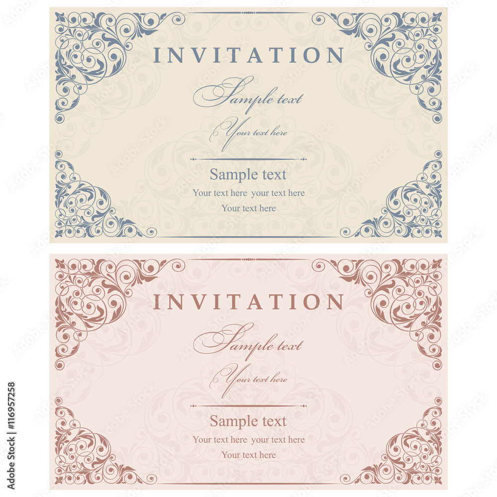 Wedding Invitation cards in an old-style blue and pink Wedding Invitation cards in an old-style blue and pink