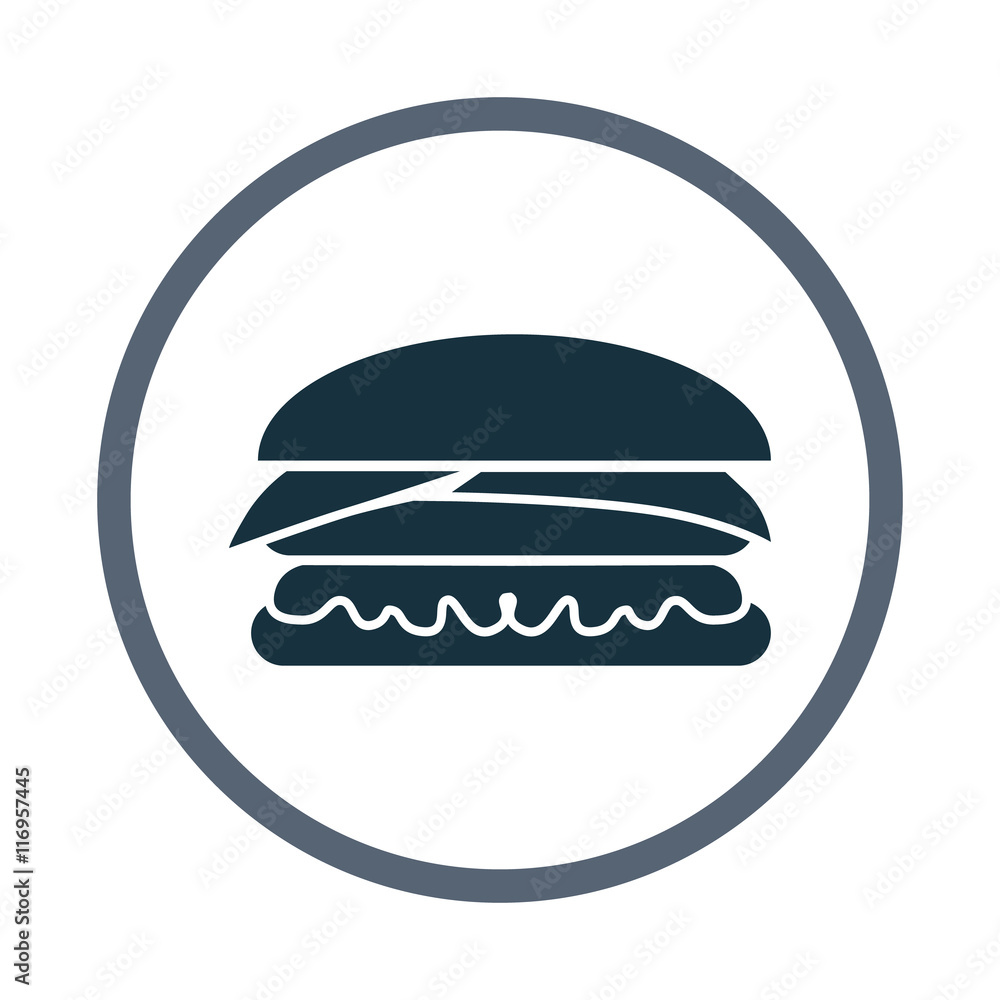 Burger simple icon on the background Burger simple icon on the background