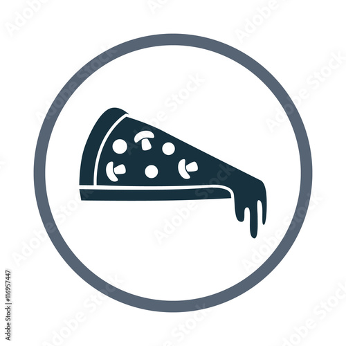 Pizza slice simple icon on the background
