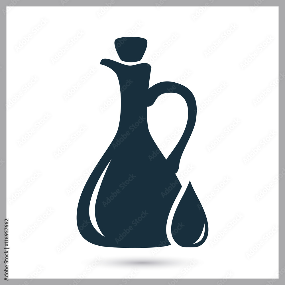 Olive oil in the bottle simple icon on the background Olive oil in the bottle simple icon on the background