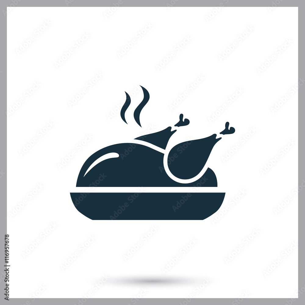 Fried chicken simple icon on the background Fried chicken simple icon on the background