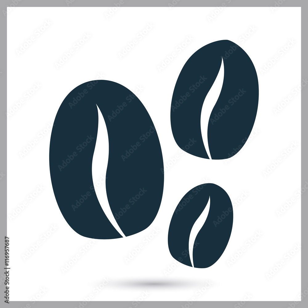 Coffee beans simple icon on the background Coffee beans simple icon on the background