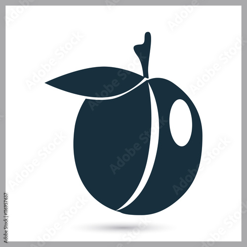 Plum simple icon on the background