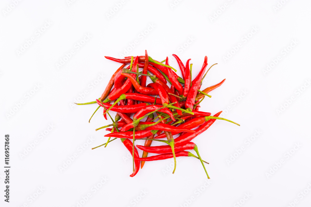 Fototapeta premium Red hot chili Group isolated on white background