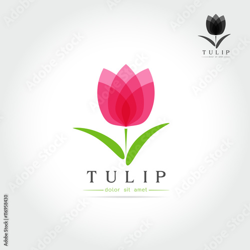 Simple Tulip bud with leaves design