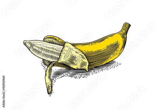 Partially peeled banana