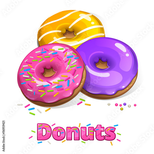 Illustration of color donuts with powder