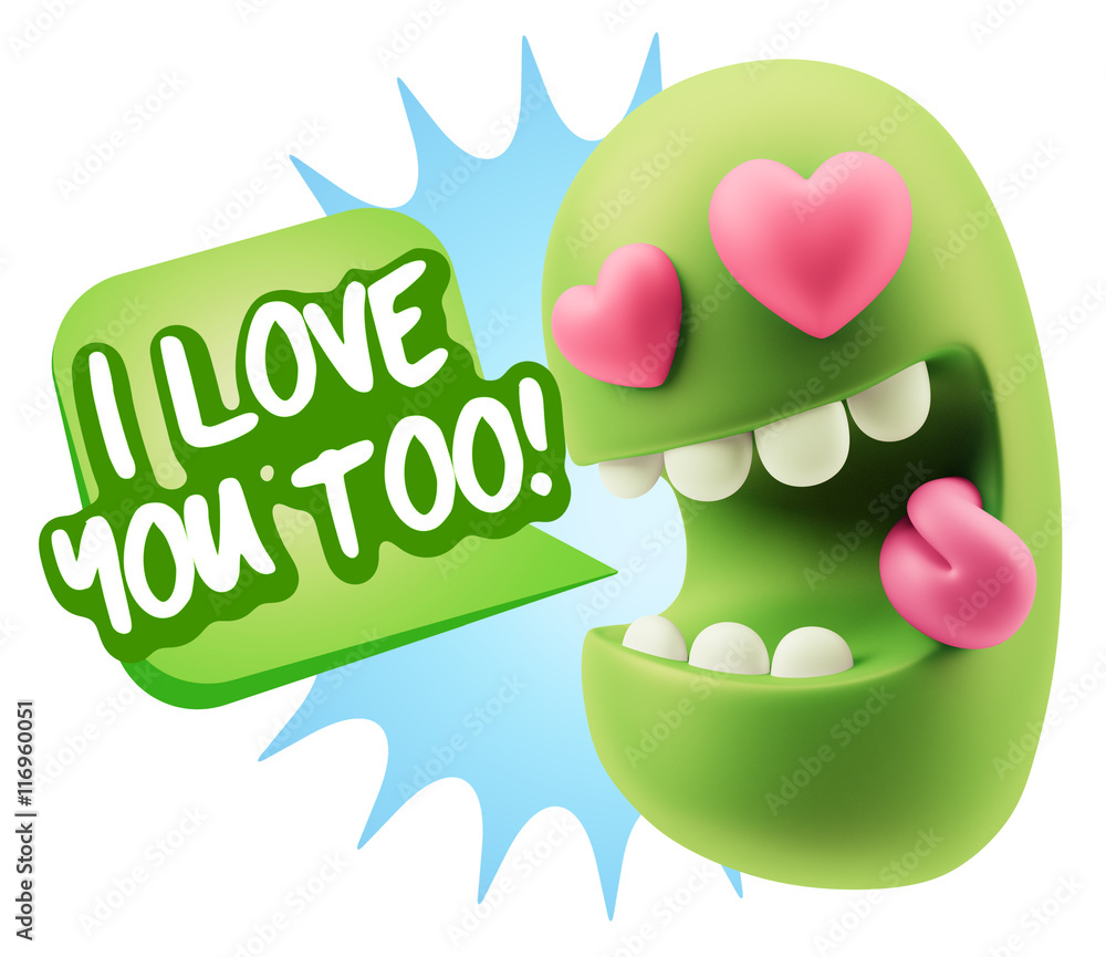 3d Rendering. Emoji in love with heart eyes saying I Love You To 3d Rendering. Emoji in love with heart eyes saying I Love You To