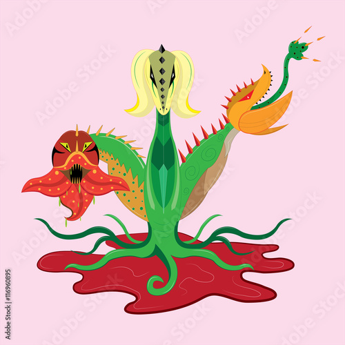 Predatory plant a dragon with three heads