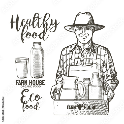 farmer with milk bottles