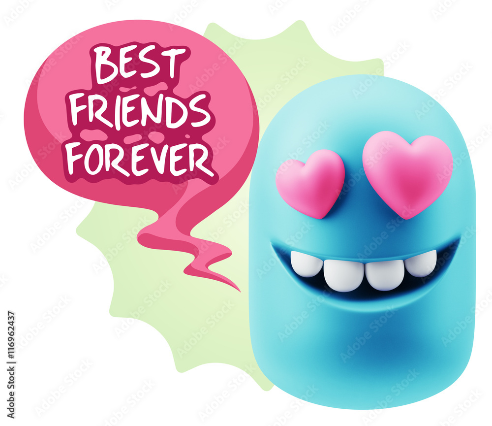 3d Rendering. Emoji in love with heart eyes saying Best Friends 3d Rendering. Emoji in love with heart eyes saying Best Friends