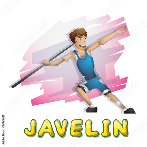 Cartoon vector javelin Olympic sport with separated layers for game and animation, game design asset