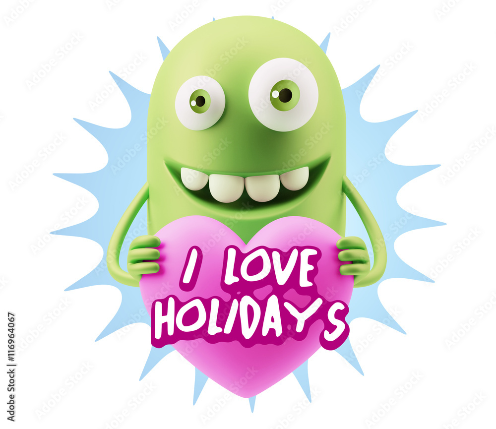 3d Rendering. Emoji in love holding heart shape saying I Love Ho 3d Rendering. Emoji in love holding heart shape saying I Love Ho