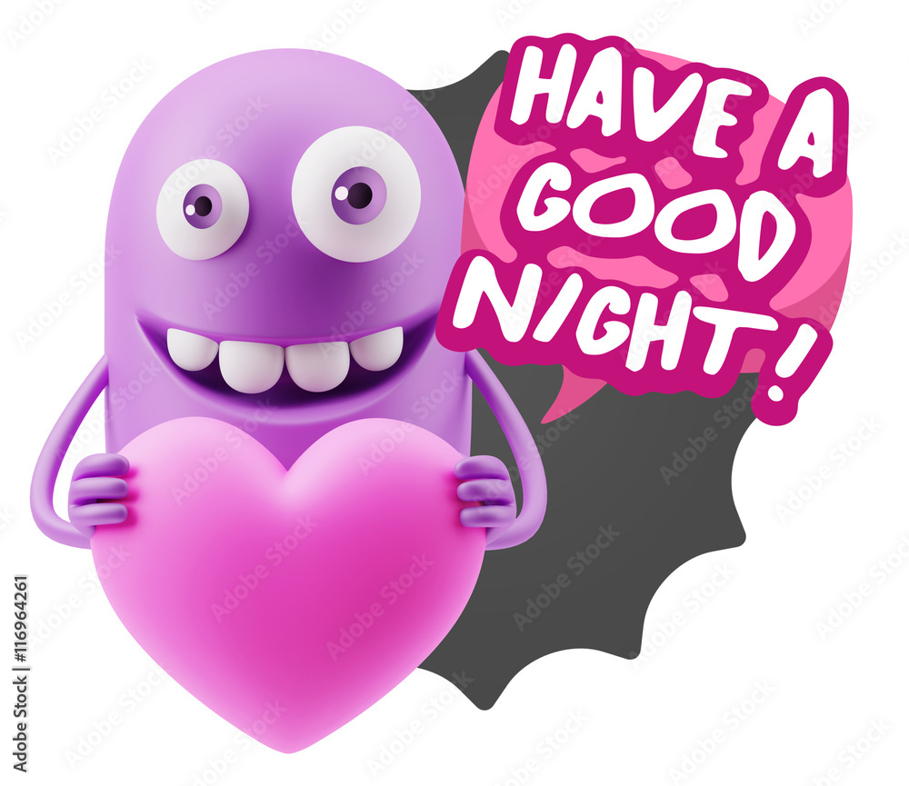 3d Rendering. Emoji in love holding heart shape saying Have A Go 3d Rendering. Emoji in love holding heart shape saying Have A Go