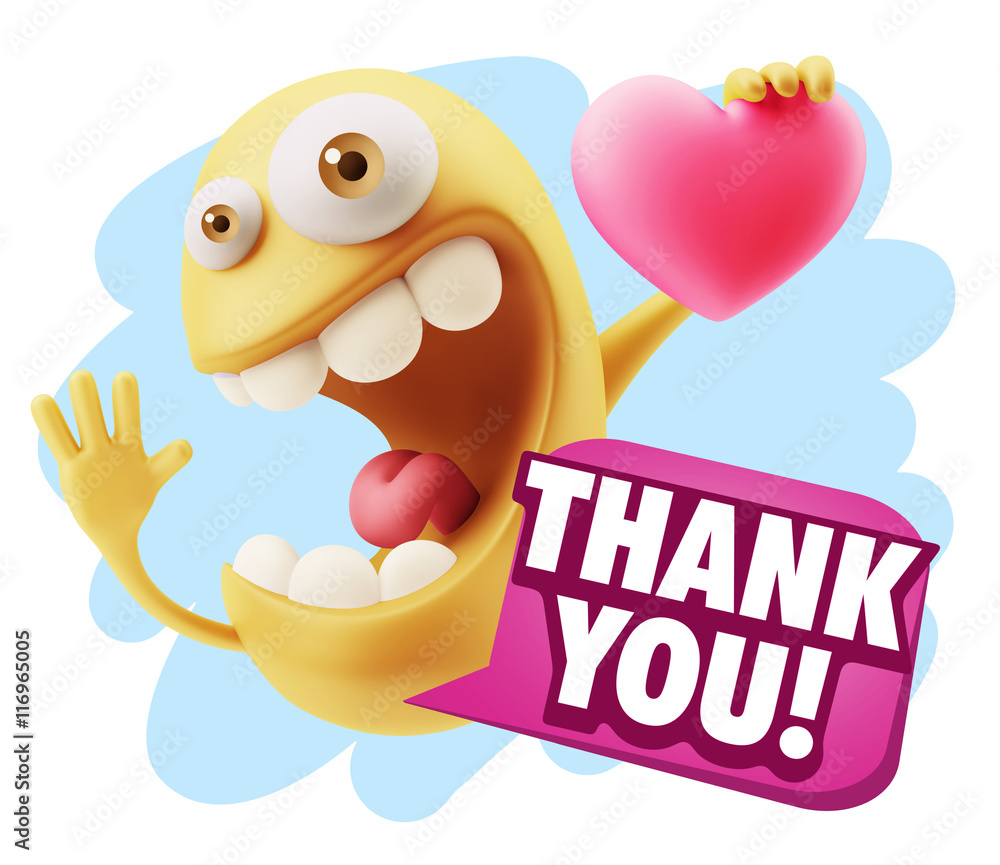 3d Rendering. Emoji in love holding heart shape saying Thank You 3d Rendering. Emoji in love holding heart shape saying Thank You