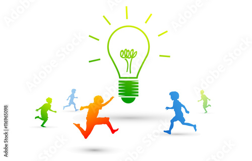 bambino, saltare, cromoterapia, gioco, giocare