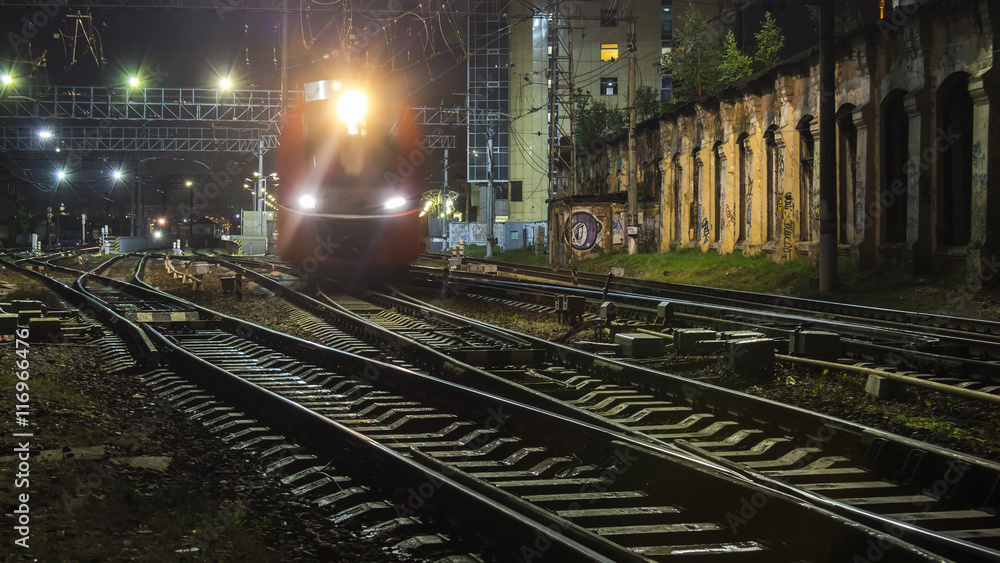 Obraz premium railroad train fast motion