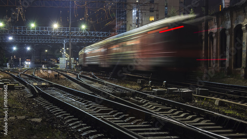 railroad train fast motion 