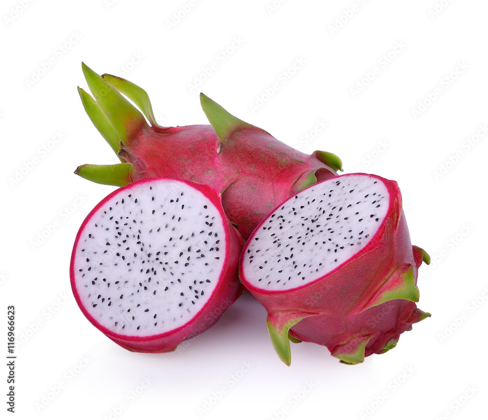 slice dragon fruit on white background slice dragon fruit on white background