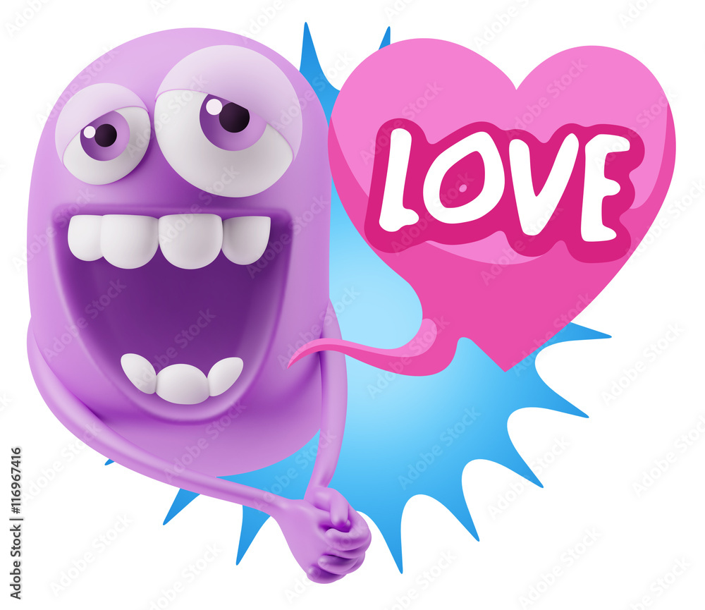 3d Rendering. Romantic Emoticon Character Face Expression with h 3d Rendering. Romantic Emoticon Character Face Expression with h