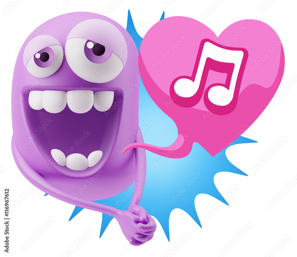 3d Rendering. Romantic Emoticon Character Face Expression with h 3d Rendering. Romantic Emoticon Character Face Expression with h