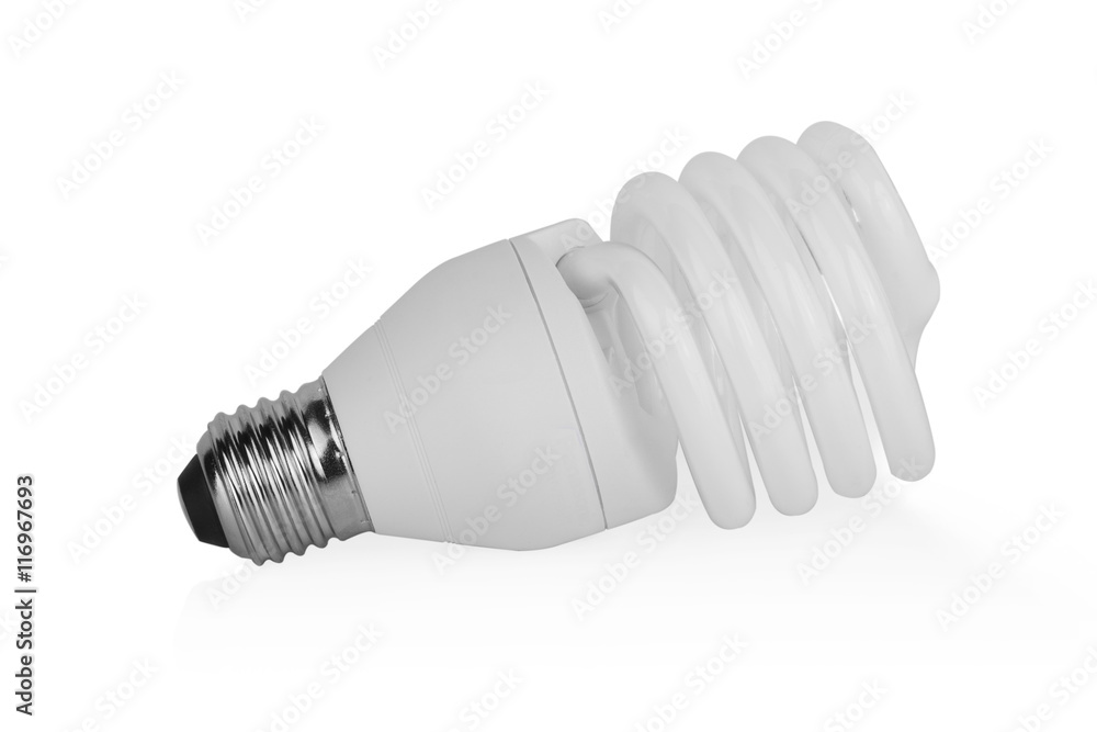 White energy saving lamp on white background. White energy saving lamp on white background.