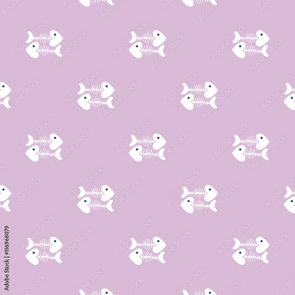 stylish Abstract vector pattern with simply the skeletons of fish.
