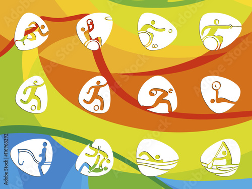 Brasil Summer Games Icon Pictograms. Summer Games 2016