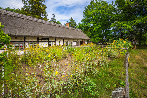 Old fisherman's houses in Kluki village, Poland. photo