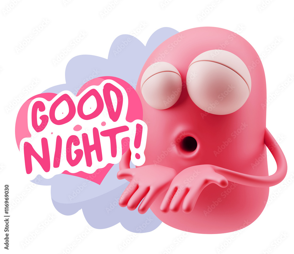 3d Rendering. Love Emoticon Face Kiss Flying Heart Shape saying 3d Rendering. Love Emoticon Face Kiss Flying Heart Shape saying