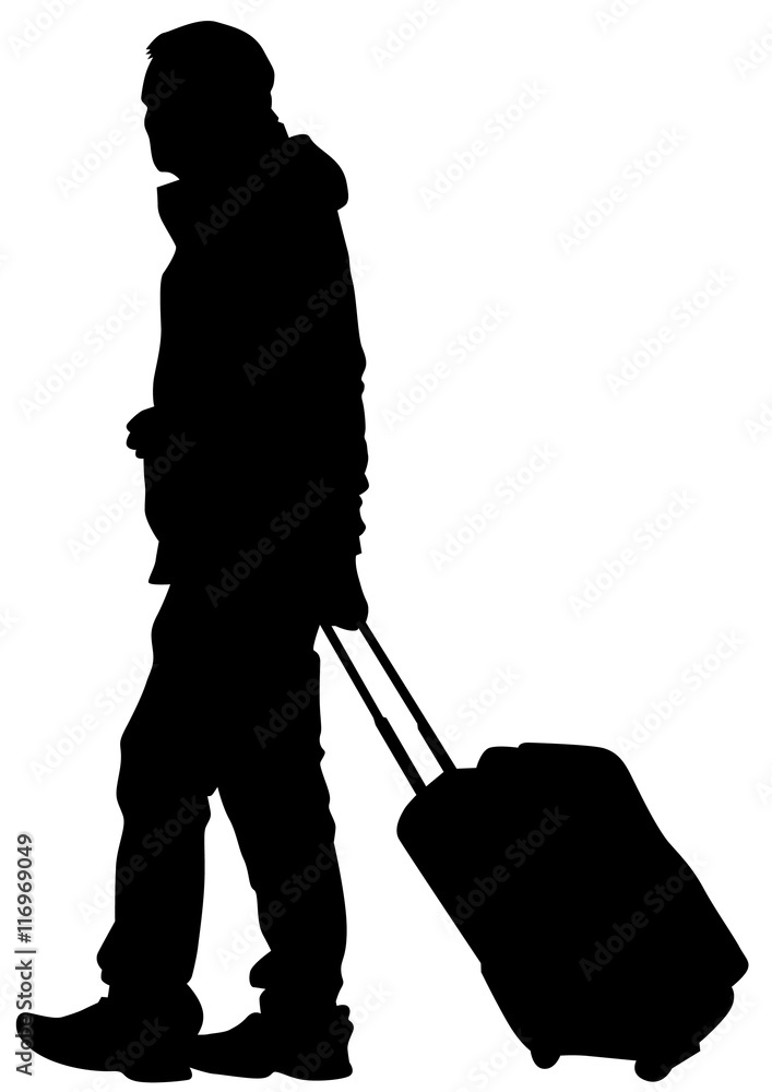 Man whit travel big suitcases on white background Man whit travel big suitcases on white background