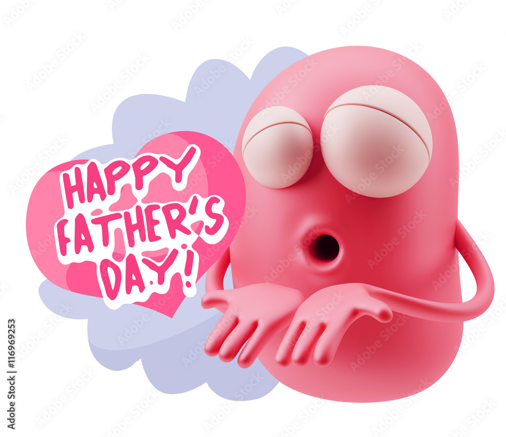 3d Rendering. Love Emoticon Face Kiss Flying Heart Shape saying 3d Rendering. Love Emoticon Face Kiss Flying Heart Shape saying