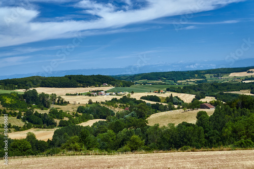 Agricultural landscape in the foothills in central France. © GKor