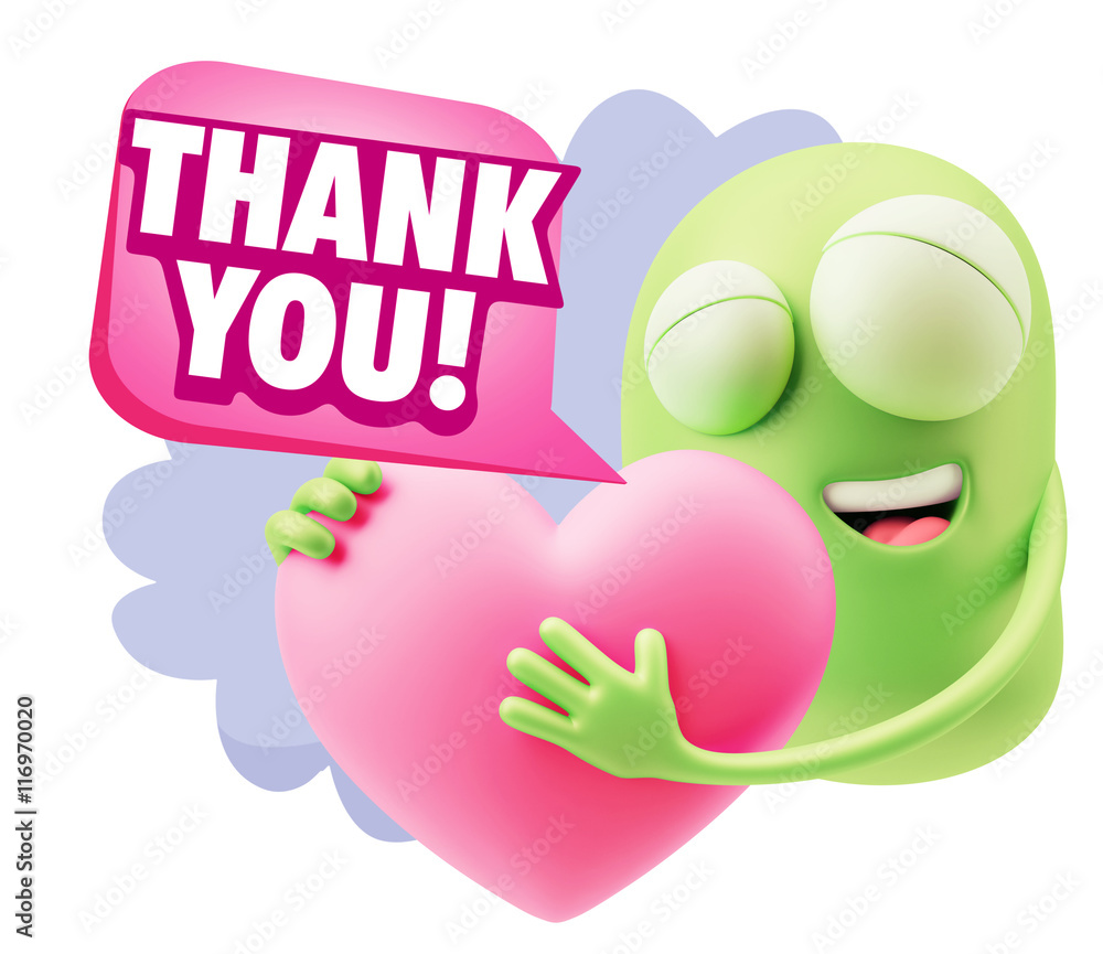 3d Rendering. Emoji in love holding heart shape saying Thank You 3d Rendering. Emoji in love holding heart shape saying Thank You