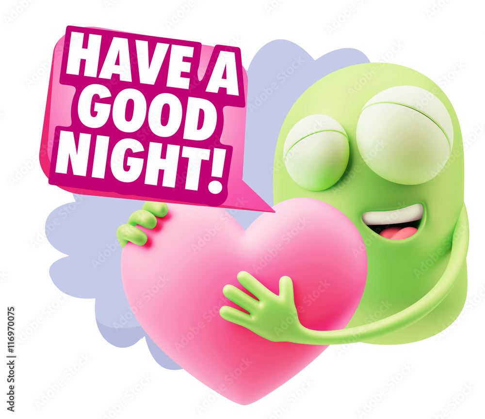 3d Rendering. Emoji in love holding heart shape saying Have A Go 3d Rendering. Emoji in love holding heart shape saying Have A Go