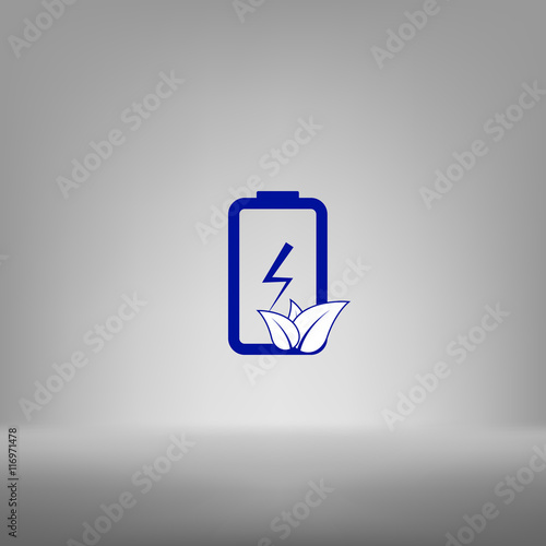 Flat paper cut style icon of eco friendly battery