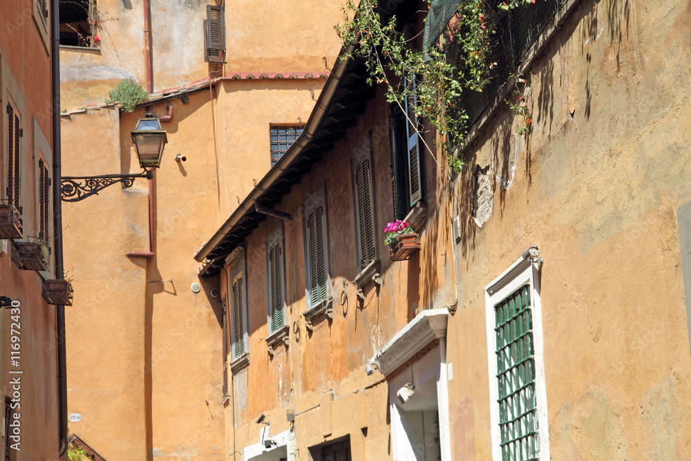 Cityscape in Trastevere district Rome Italy