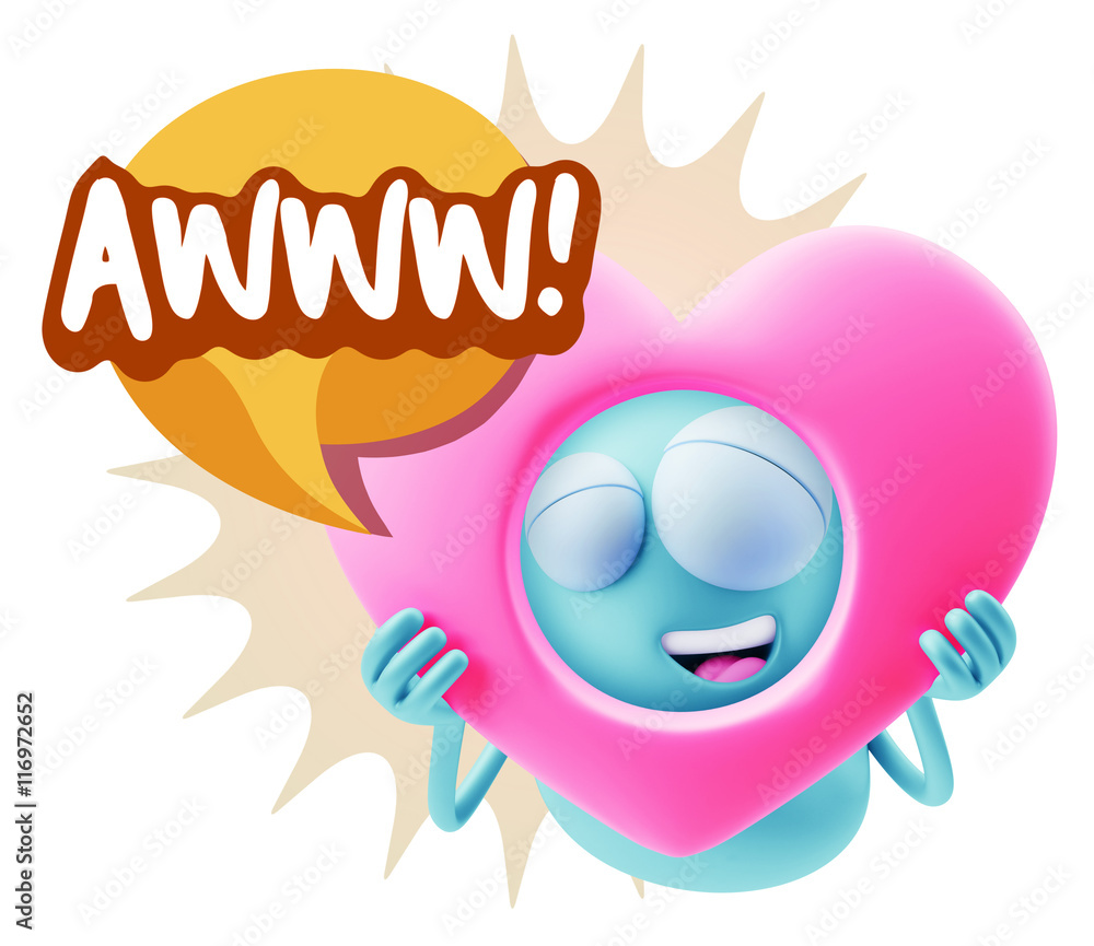 3d Rendering. Romantic Emoticon Character Face Expression saying 3d Rendering. Romantic Emoticon Character Face Expression saying