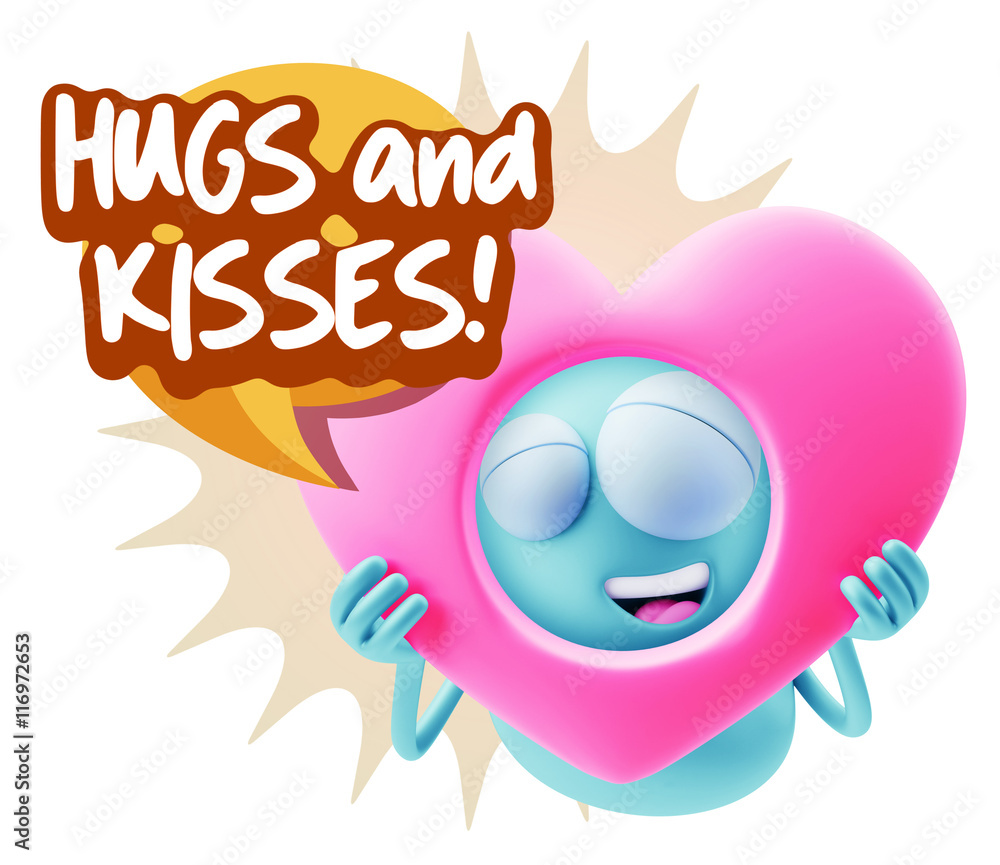 3d Rendering. Romantic Emoticon Character Face Expression saying 3d Rendering. Romantic Emoticon Character Face Expression saying