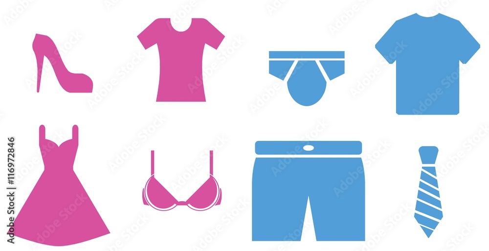 Vêtements homme et femme en 8 icônes