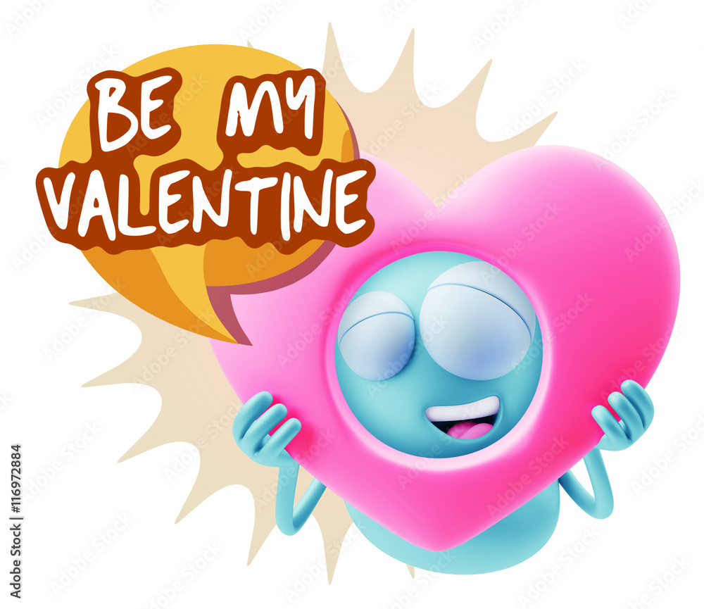 3d Rendering. Romantic Emoticon Character Face Expression saying 3d Rendering. Romantic Emoticon Character Face Expression saying